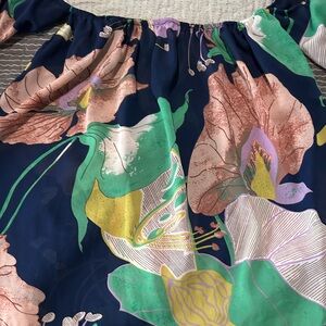 Entro Floral Off-Shoulder Top - Navy and Multicolor